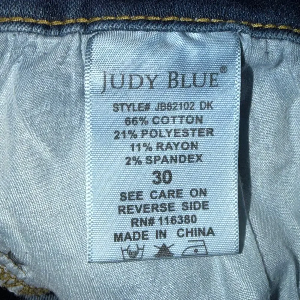 Judy Blue Angie Ankle Jeans Women's Size 30 Dark Blue Wash Relaxed Fit Mid Rise
